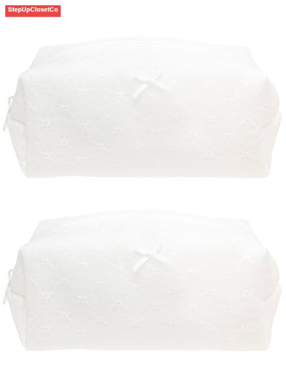 Set of 2 Floral Embroidered Makeup Bags, Zipper Cosmetic Pouch, Travel